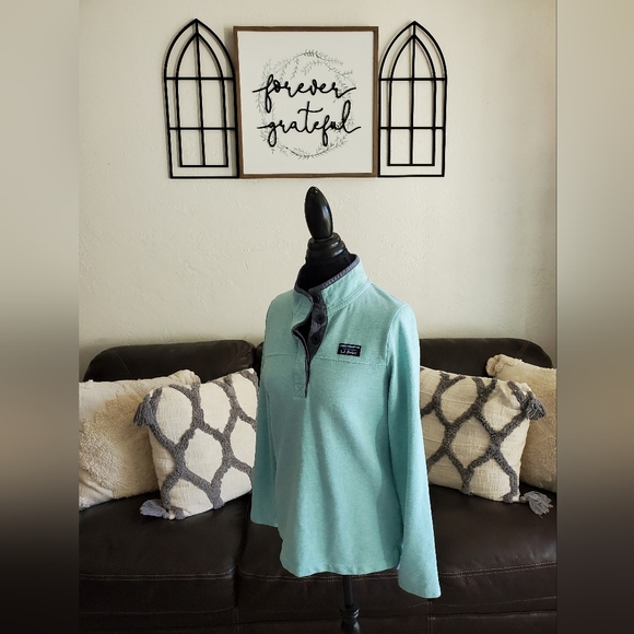 L.L. Bean Sea Foam Green 1/2-button Pullover, Sweater Size Small Classic Boho - Picture 4 of 14